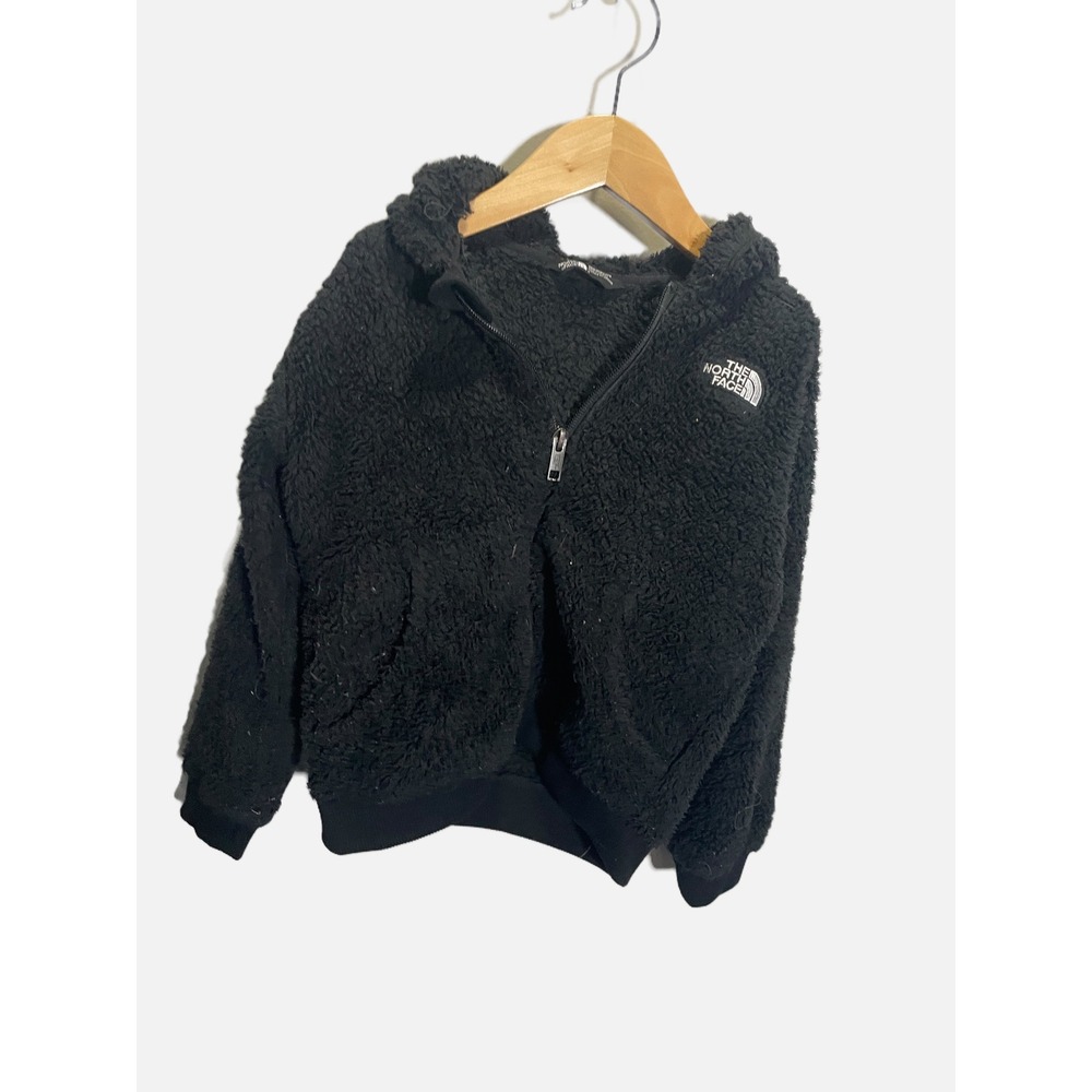 The North Face Fleece Hoodie Kids Size 6 Black Sherpa Full Zip Outdoor Warm Cozy